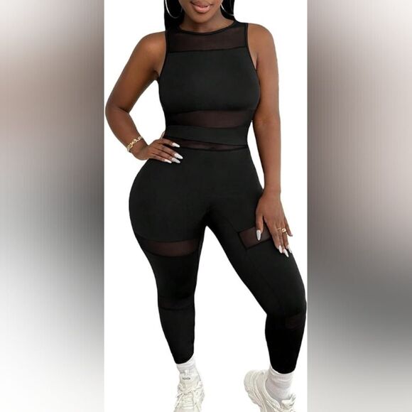 Sexy mesh front Jumpsuit sz 0X - Picture 5 of 10